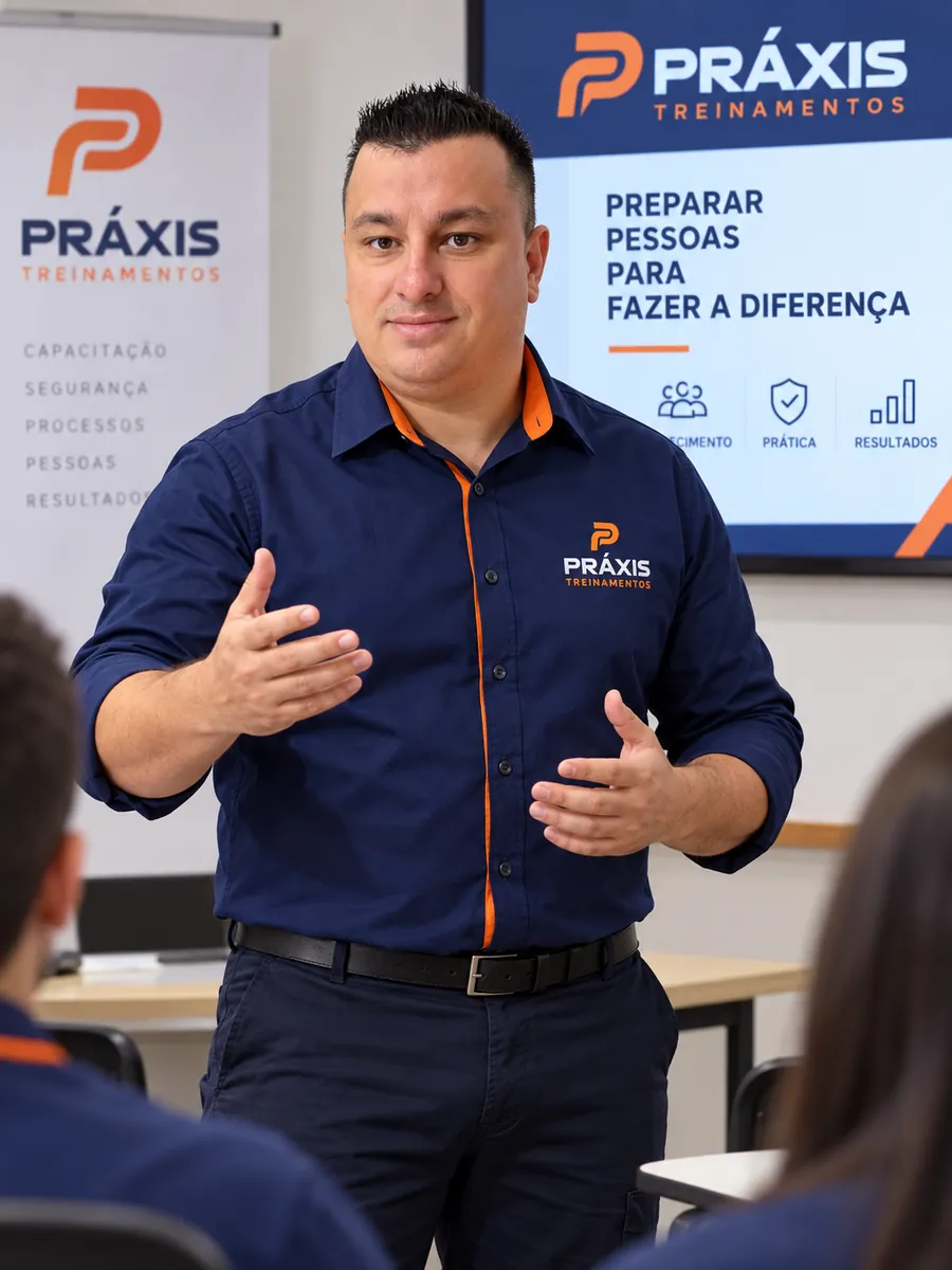 Cleber Iantzen dos Santos, instrutor da Práxis Treinamentos, em sala de aula